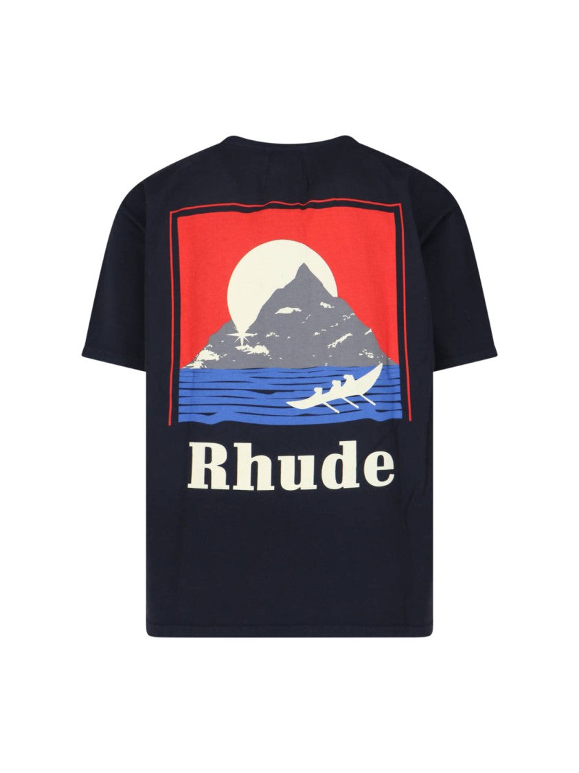Rhude Timeless Plain Black T-Shirt With Crew Neckline