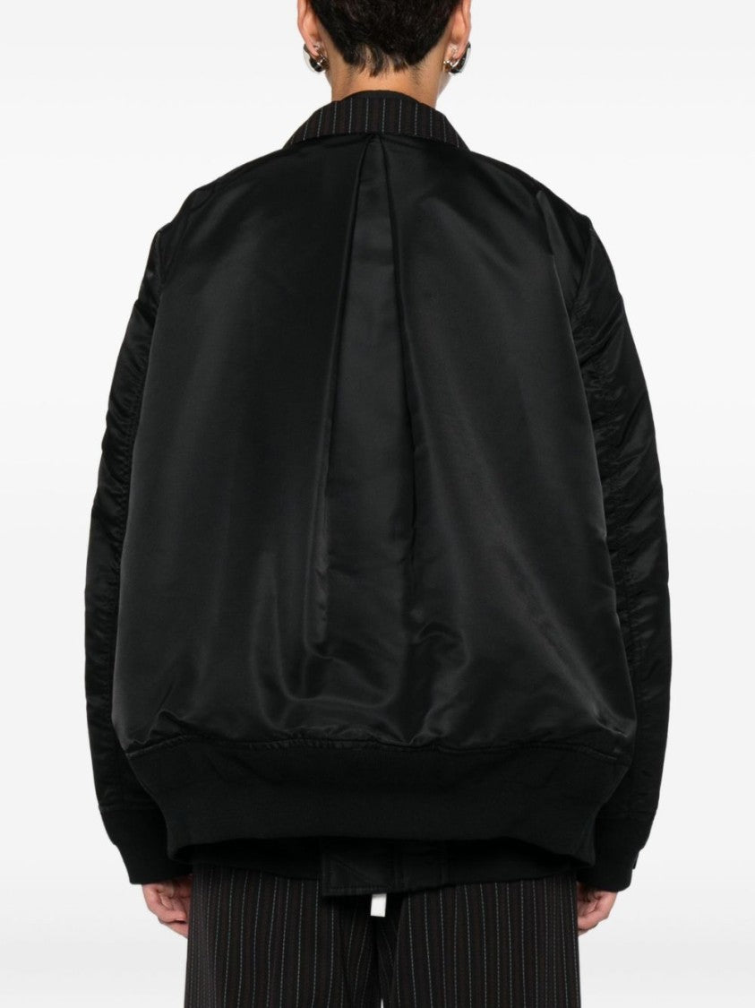 Sacai Double-Breasted Oversized Jacket With Pinstripe Detail