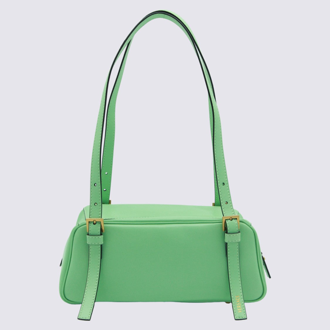 Versace Rectangular Mint Green Bag With Gold Accents