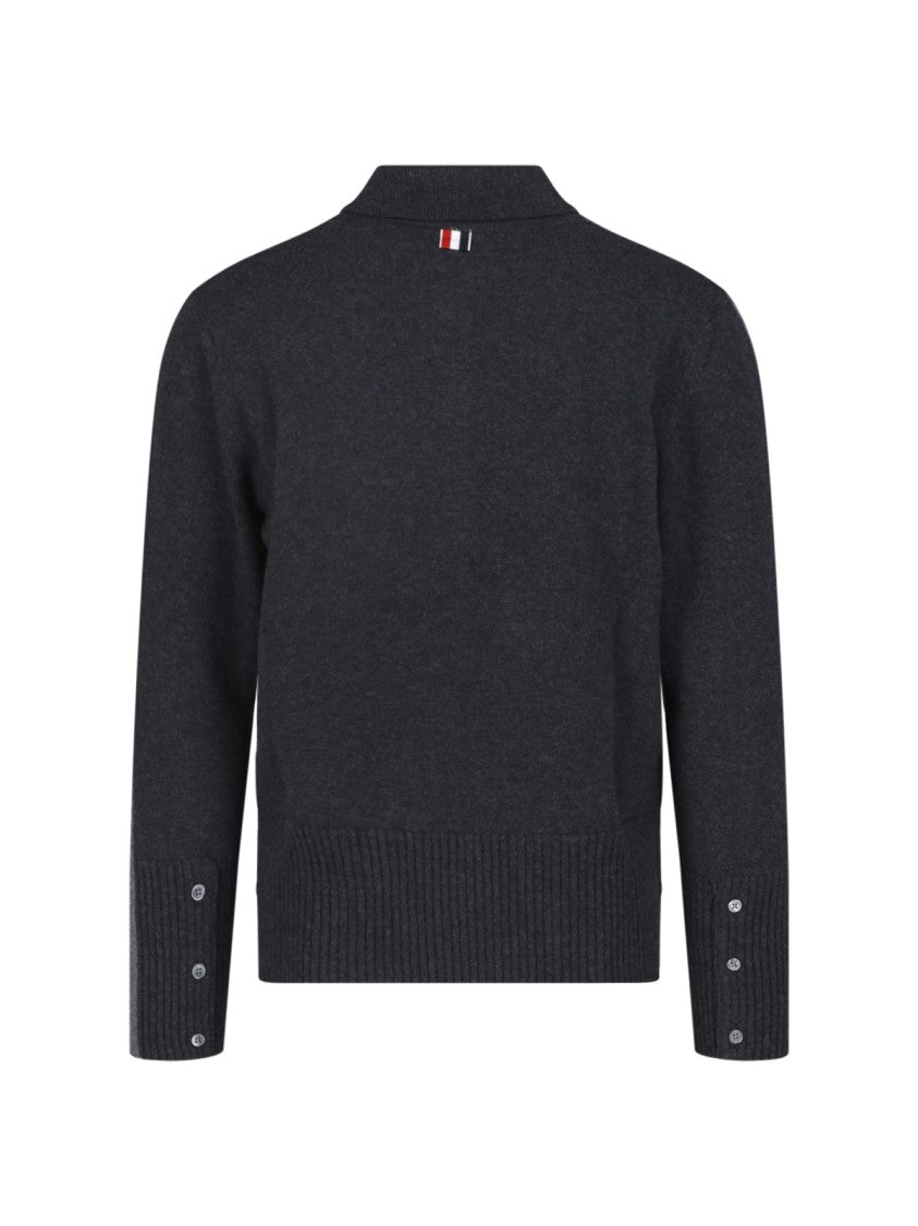Thom Browne Cable Knit Contrasting Collar Unique Accents Sweater