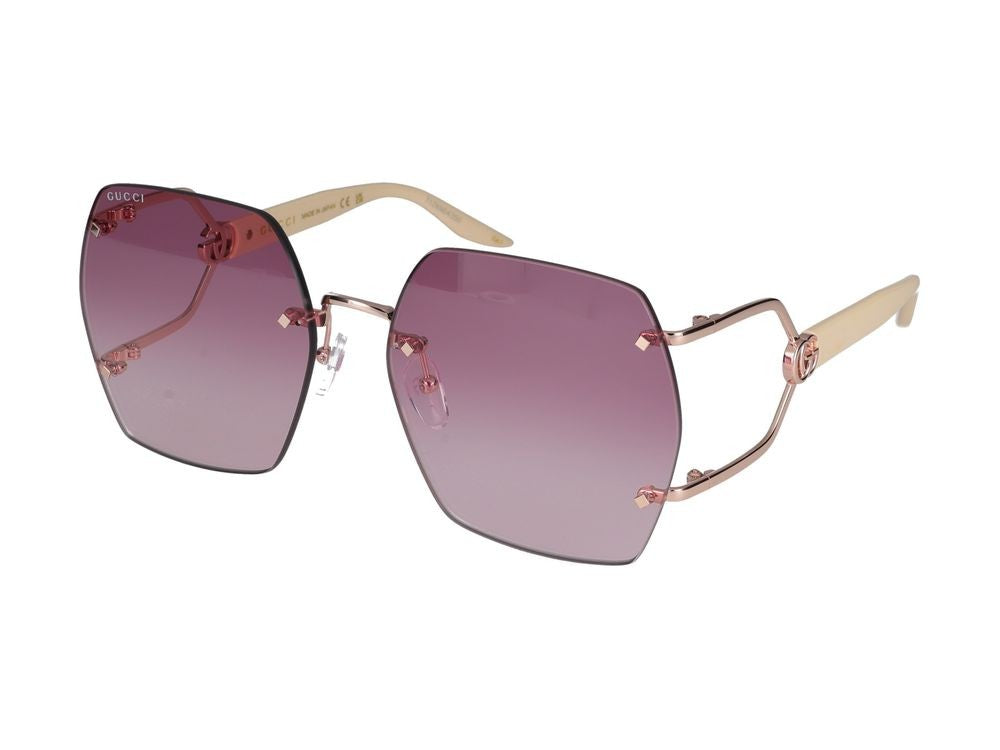 Gucci Gold Gg1562s Metal Oversized Square Sunglasses
