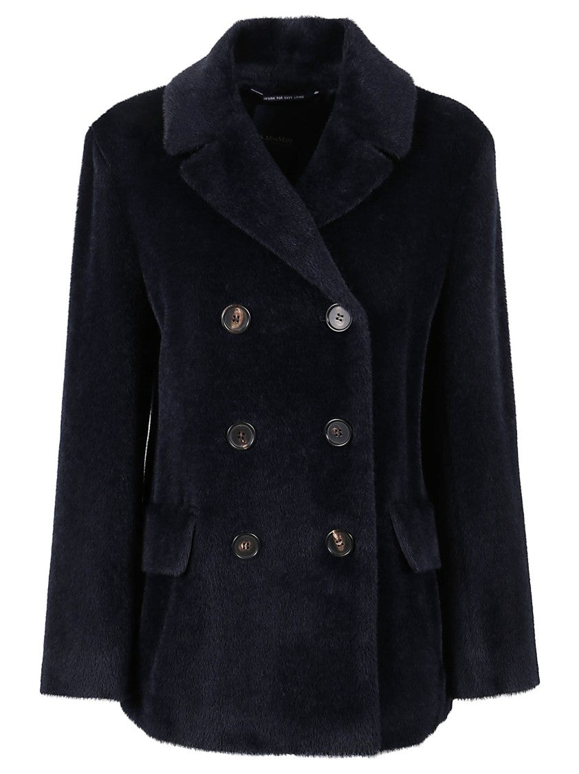 Max Mara Double-Breasted Plush Coat With Boxy Silhouette
