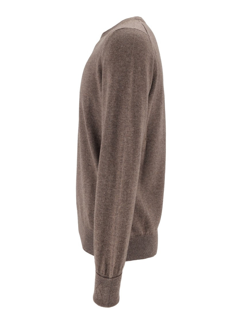 Ballantyne Round Neck Ribbed Cuffs Cashmere Sweater