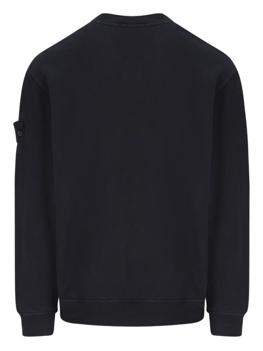Stone Island Crewneck Sweatshirt In Stretch Organic Cotton Blend With Logo Badge