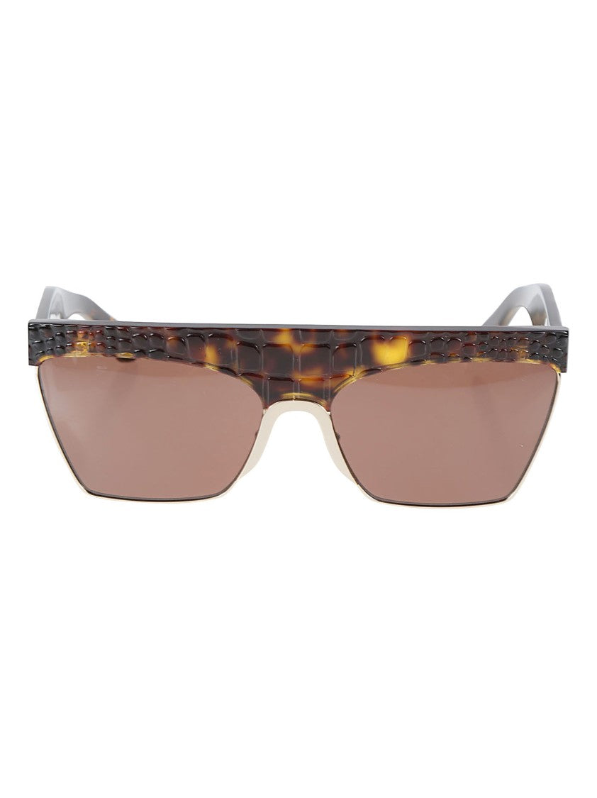 Alaïa Textured Rectangular Tortoiseshell Sunglasses