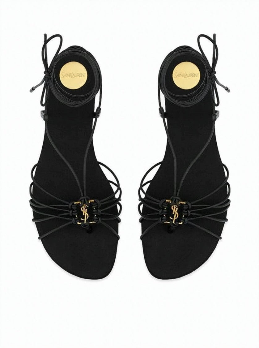 Saint Laurent Minimalist Lambskin Sandals With Knotted Design