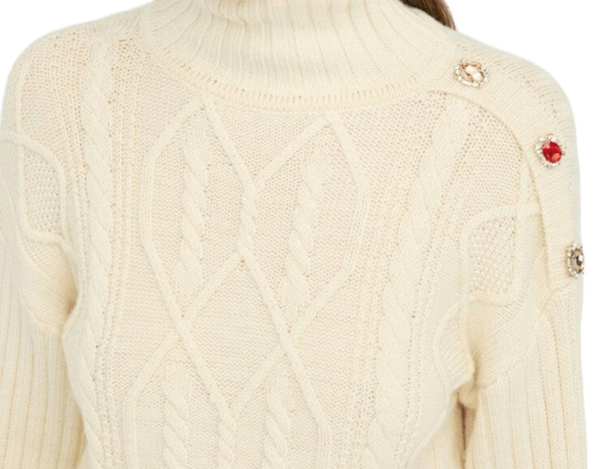 Liu Jo Cable Knit Sweatshirt With Jewel Button Detail
