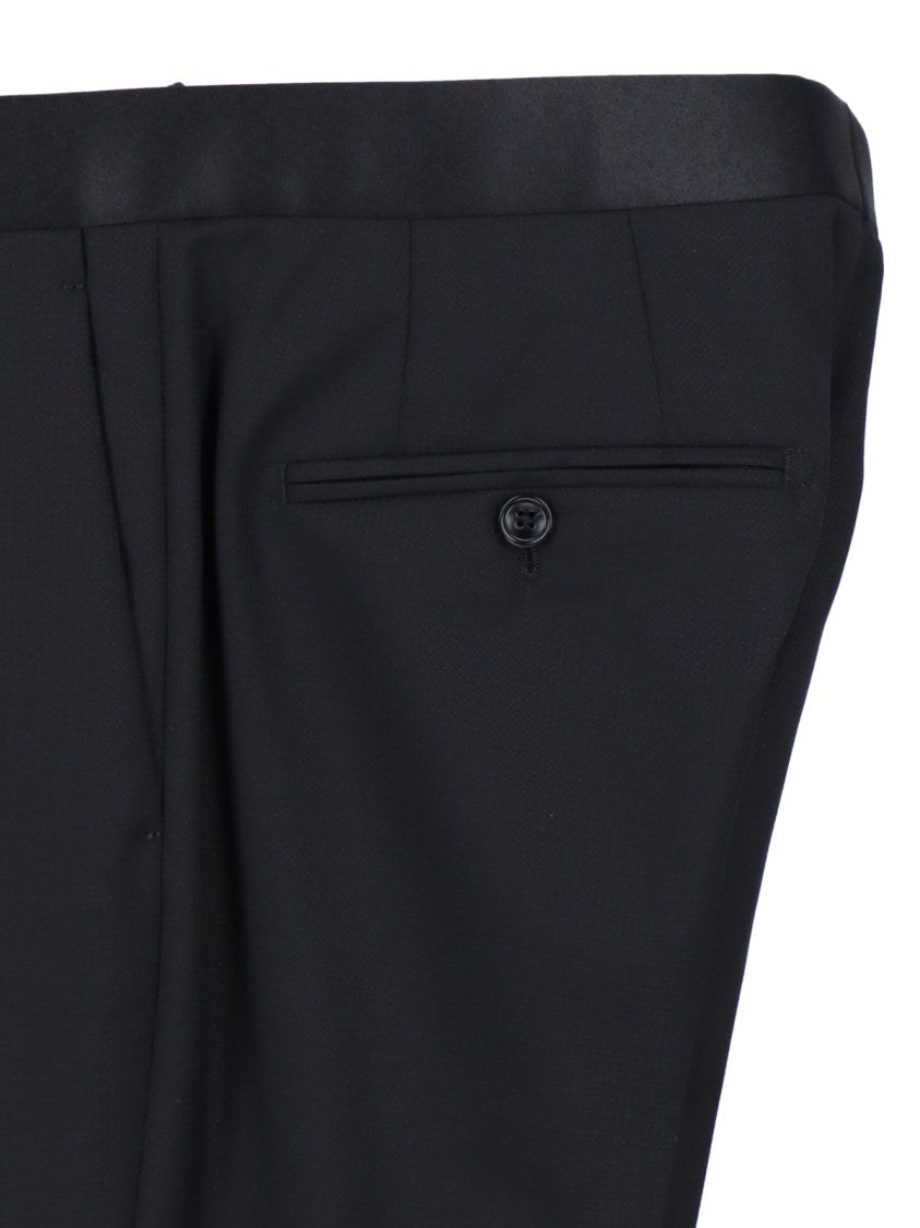 Tagliatore Black Single Breasted Wool Silk Straight Suit