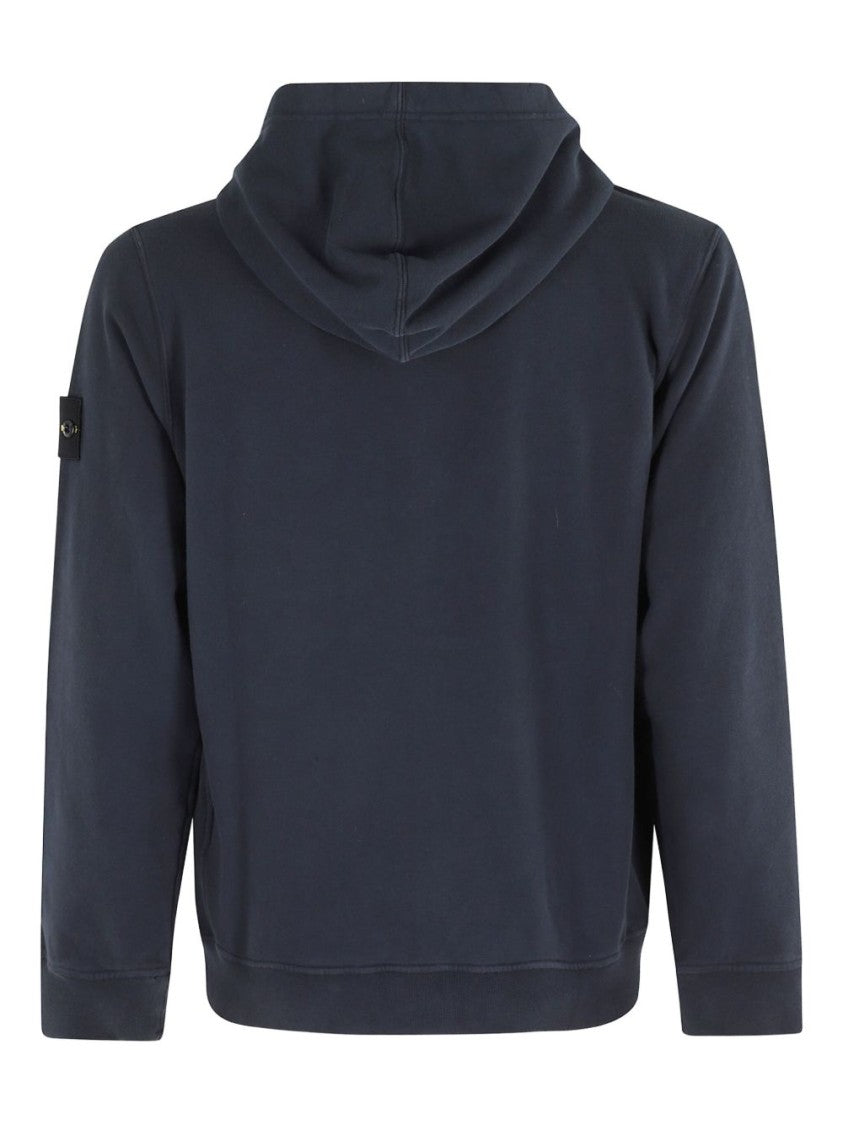 Seventy Sergio Tegon Cropped Blue Hoodie With Distinctive Sleeve Patch