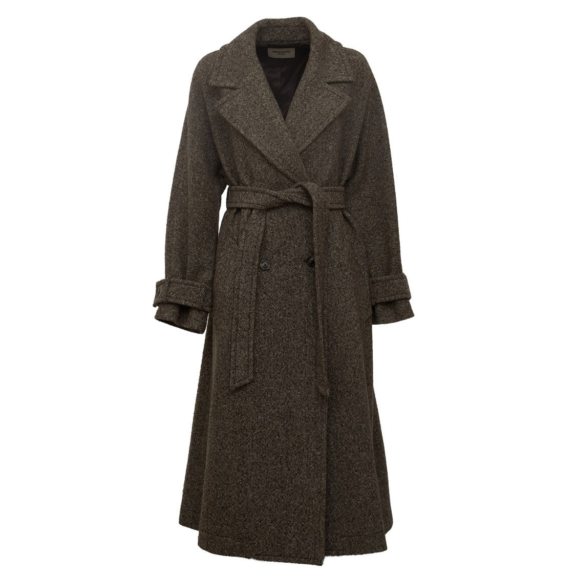 Max Mara Matching Belt Wool-Blend Tweed Long Coat