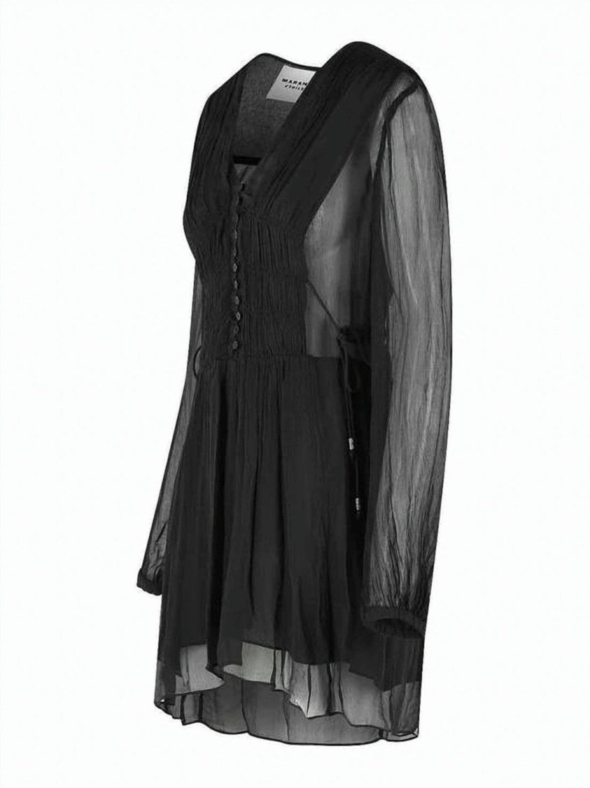 Isabel Marant Multicolour Viscose Midi Sheer V-Neck Dress