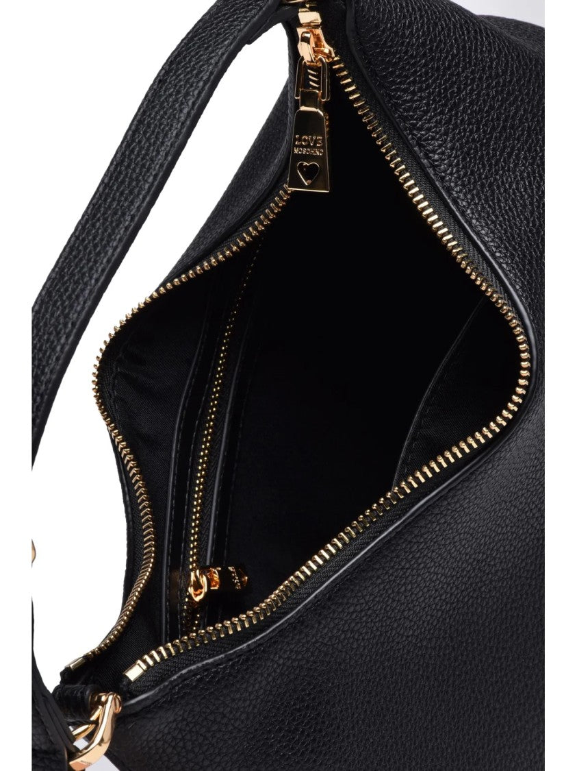 Love Moschino Half Moon Crossbody Bag In Textured Polyurethane