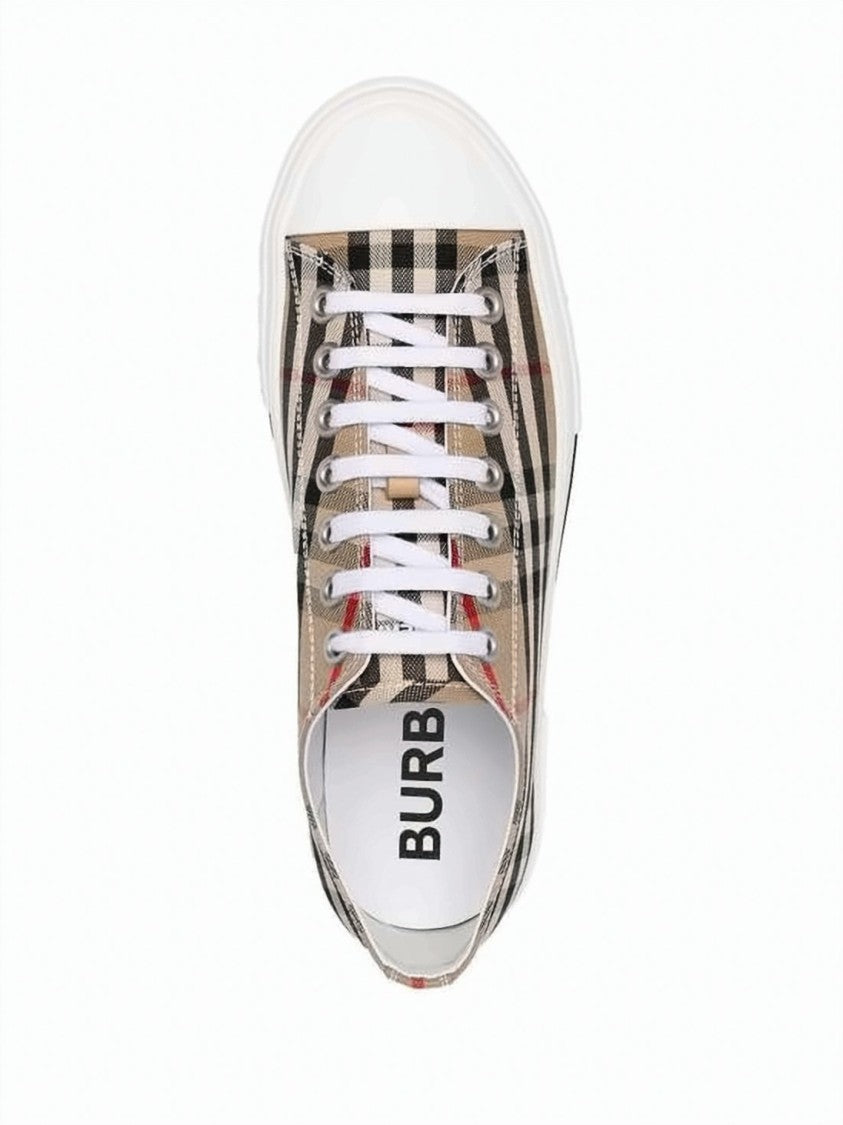 Burberry Vintage Check Cotton Sneakers With Leather Accents