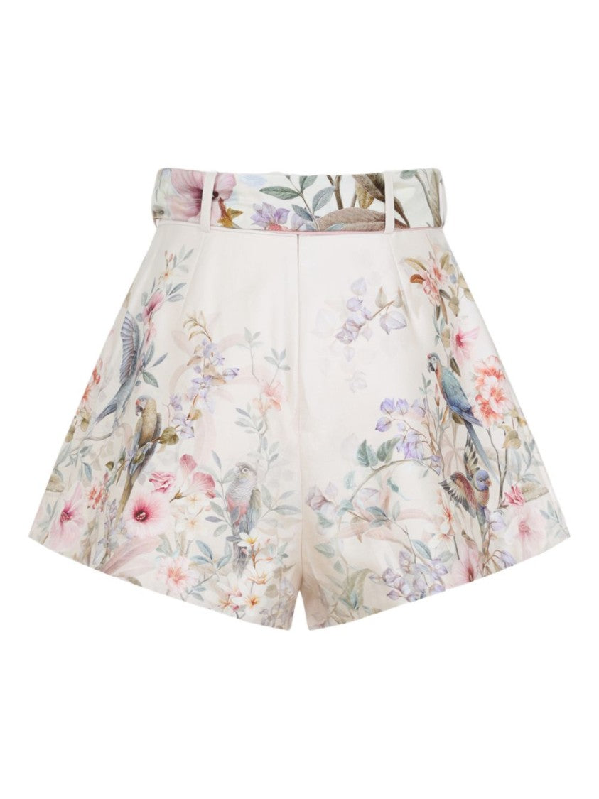 Zimmermann Bermuda Shorts In Silk-Cotton Blend With Floral Print