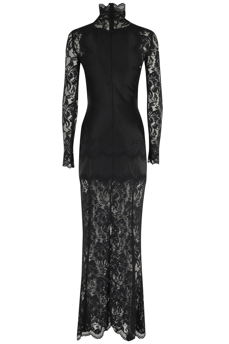 Rabanne Fitted Lace Dress With High Collar