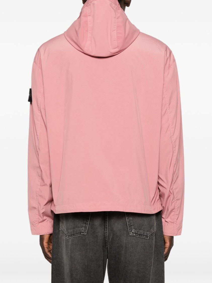 Stone Island Casual Pink Jacket With Double-Layer Hood