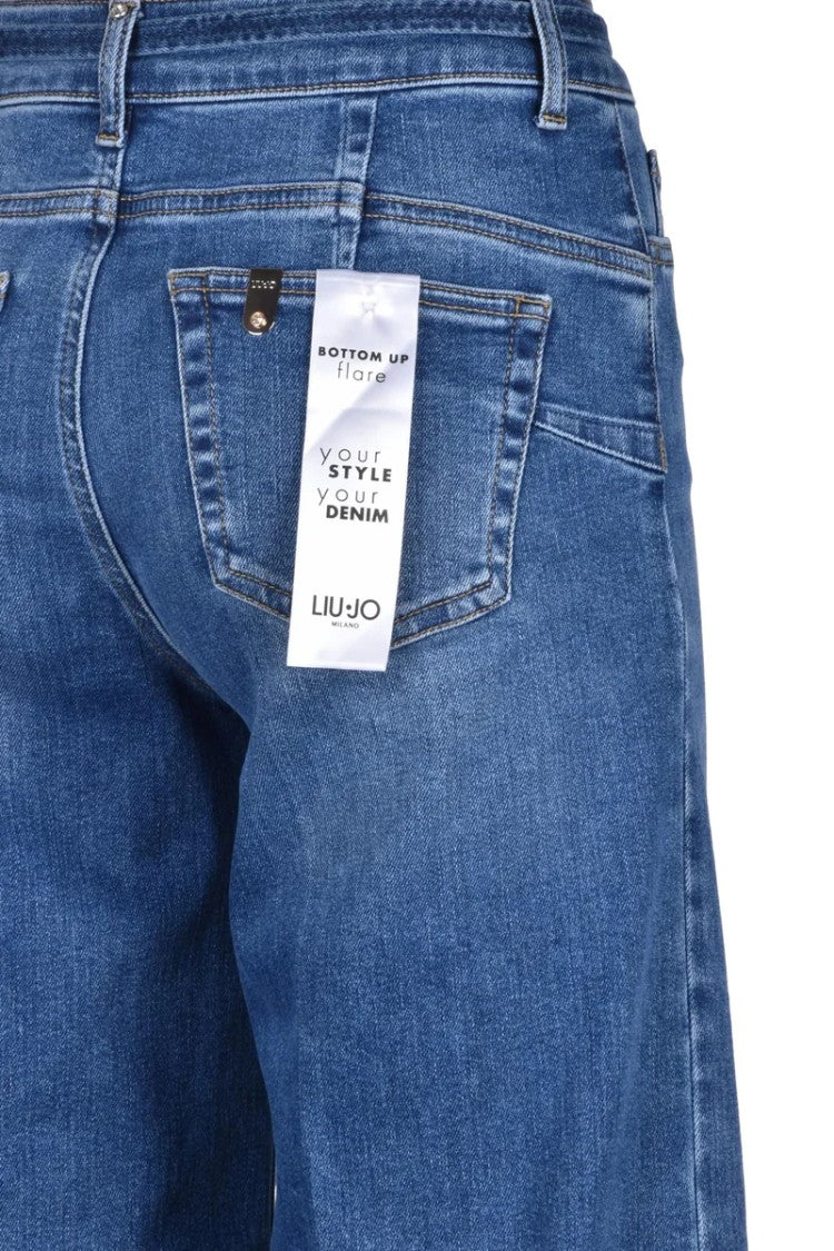 Liu Jo Blue Bottom Up Flare Cotton Jeans