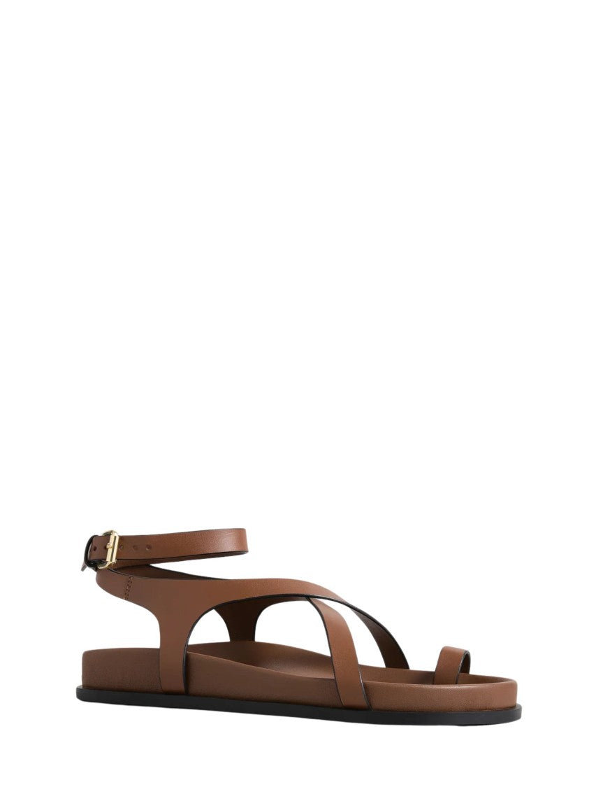 A.Emery Camel Crossover Straps Leather Sandals