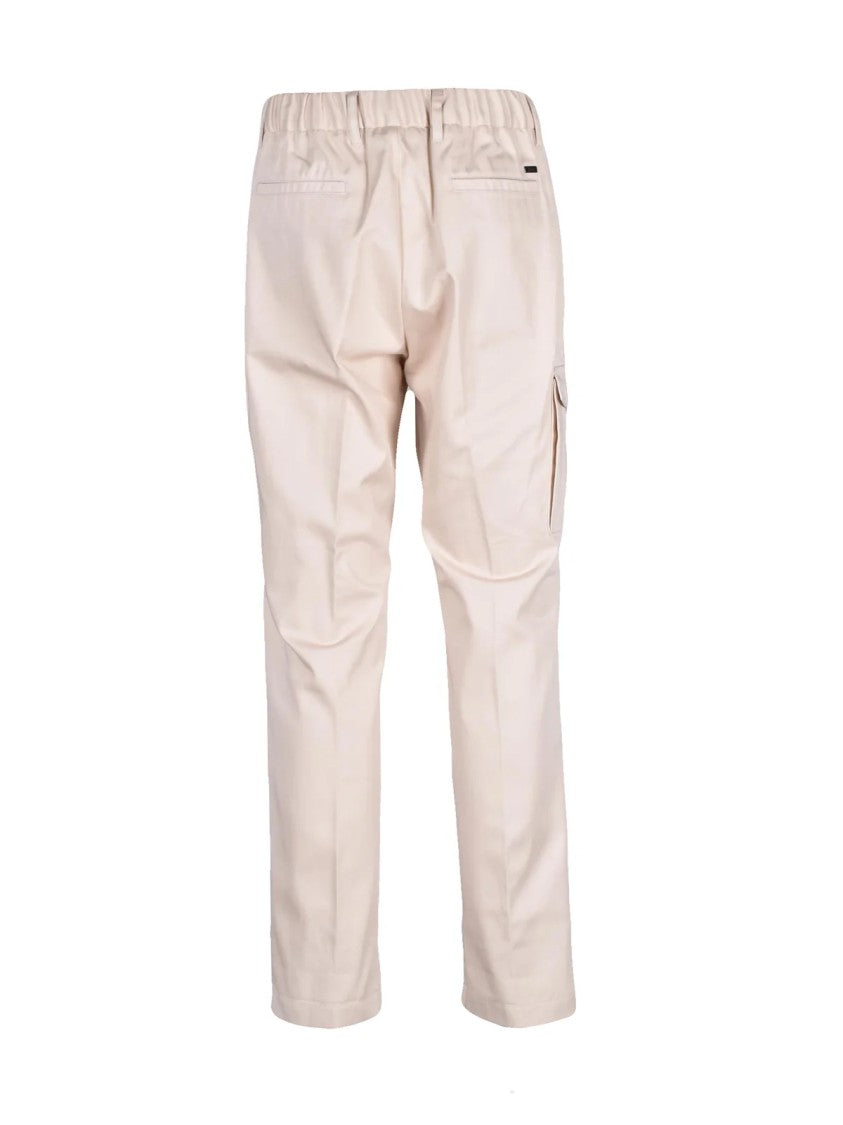 Herno Resort Relaxed Fit White Cargo Trousers With Functional Pockets