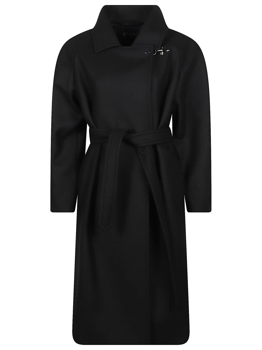 Fay Belted Knee-Length Classic-Collar Wool-Blend Coat