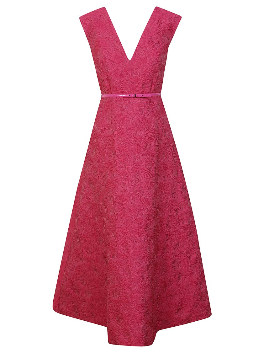 Max Mara A-Line Midi Dress With Deep V-Neckline