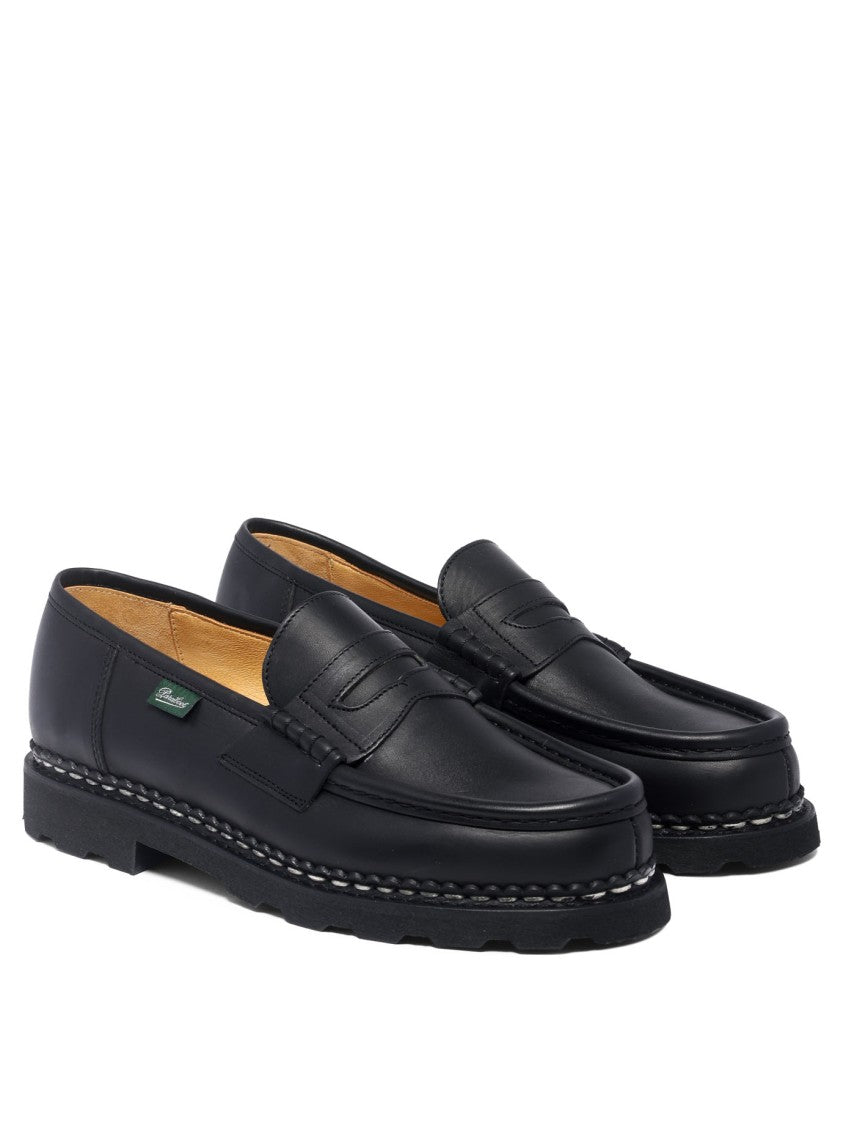 Paraboot Norwegian-Stitched Black Leather Loafers