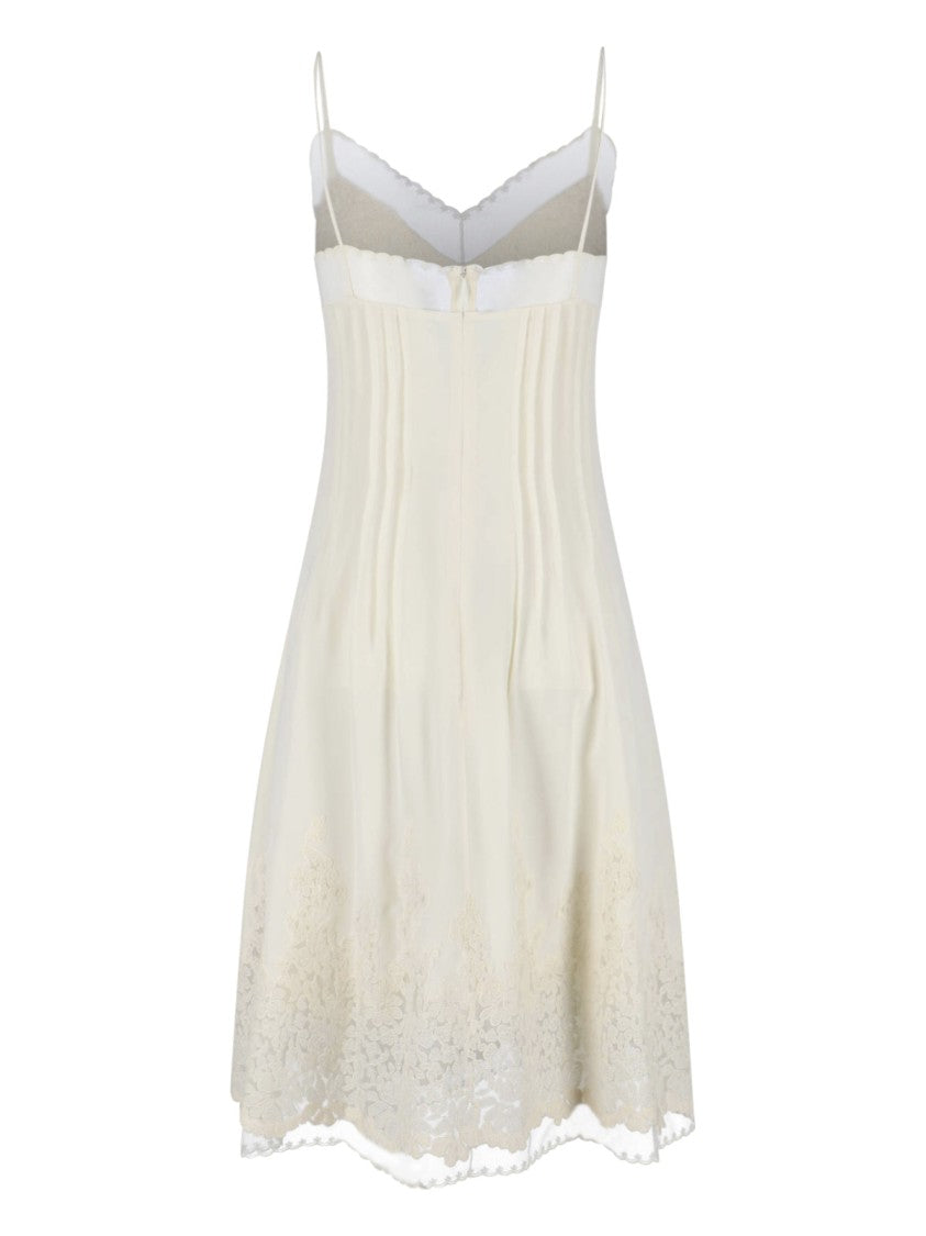 Ermanno Scervino Ivory Silk Midi Dress