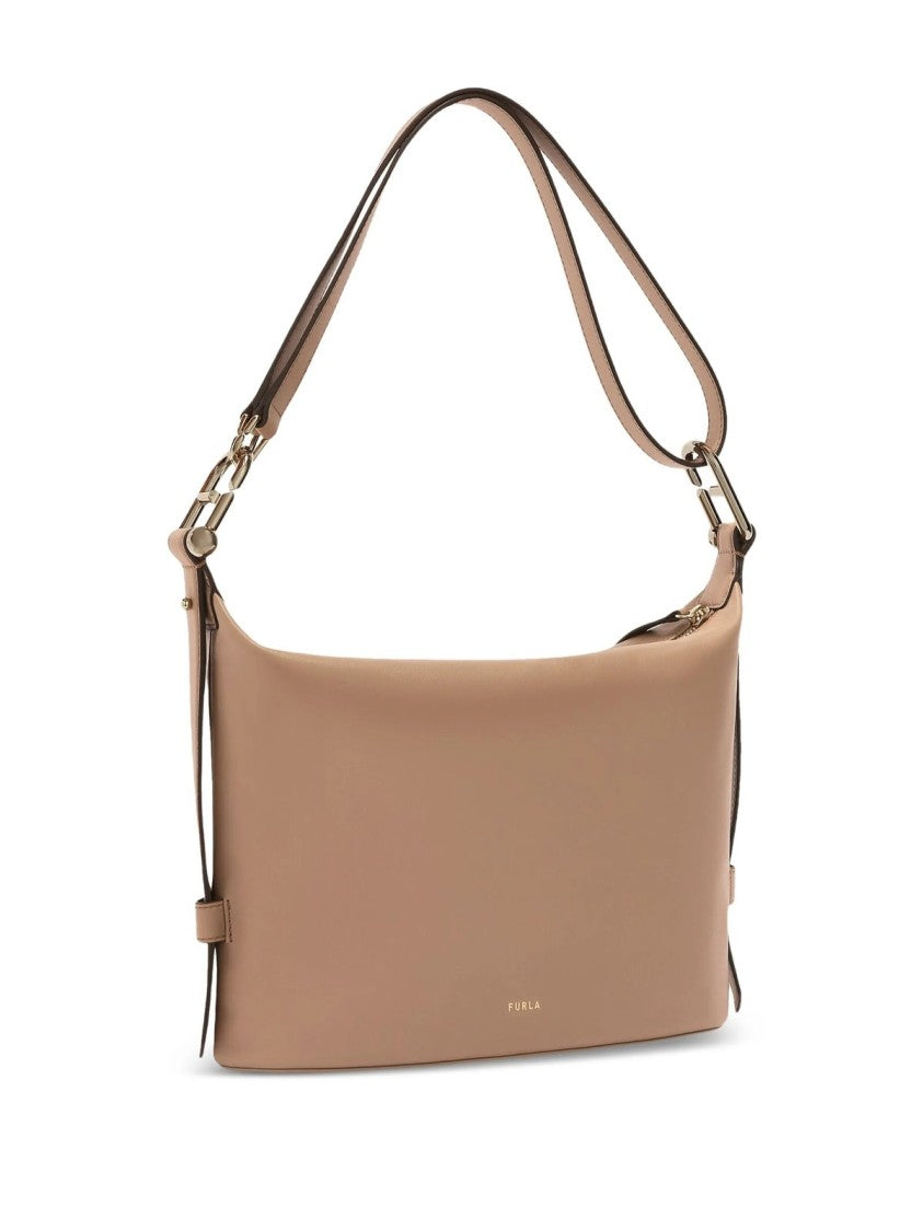 Furla Structured Leather Bag With Versatile Carrying Options