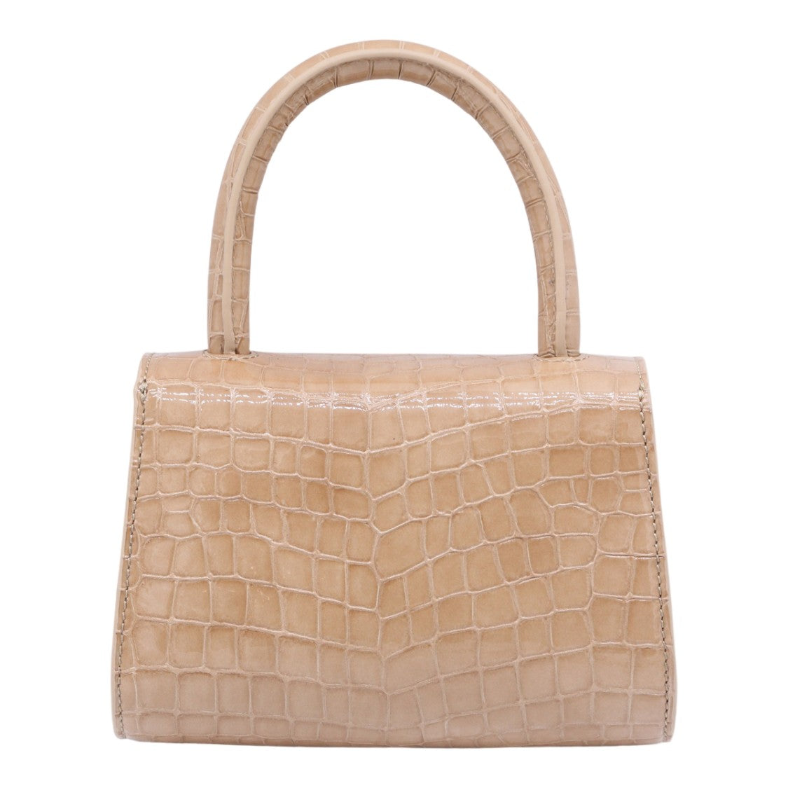 By Far Glossy Crocodile-Embossed Handbag