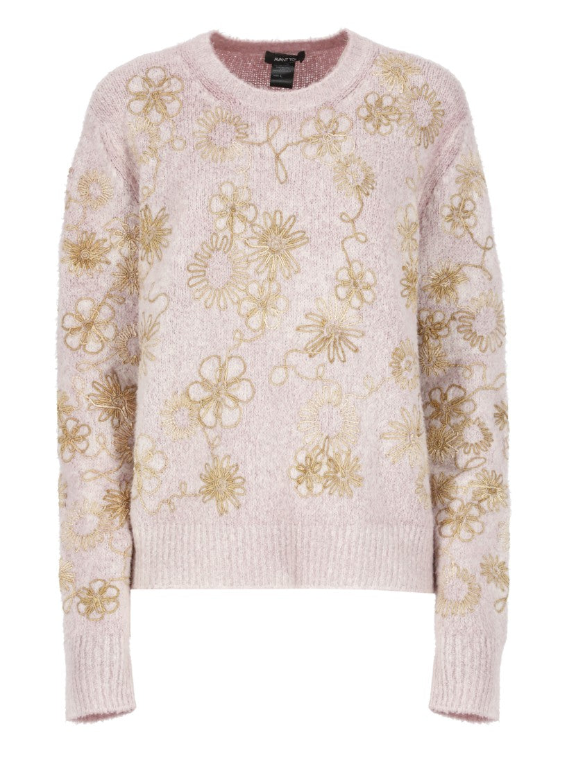 Avant Toi Embossed Floral Pattern Cotton Sweater