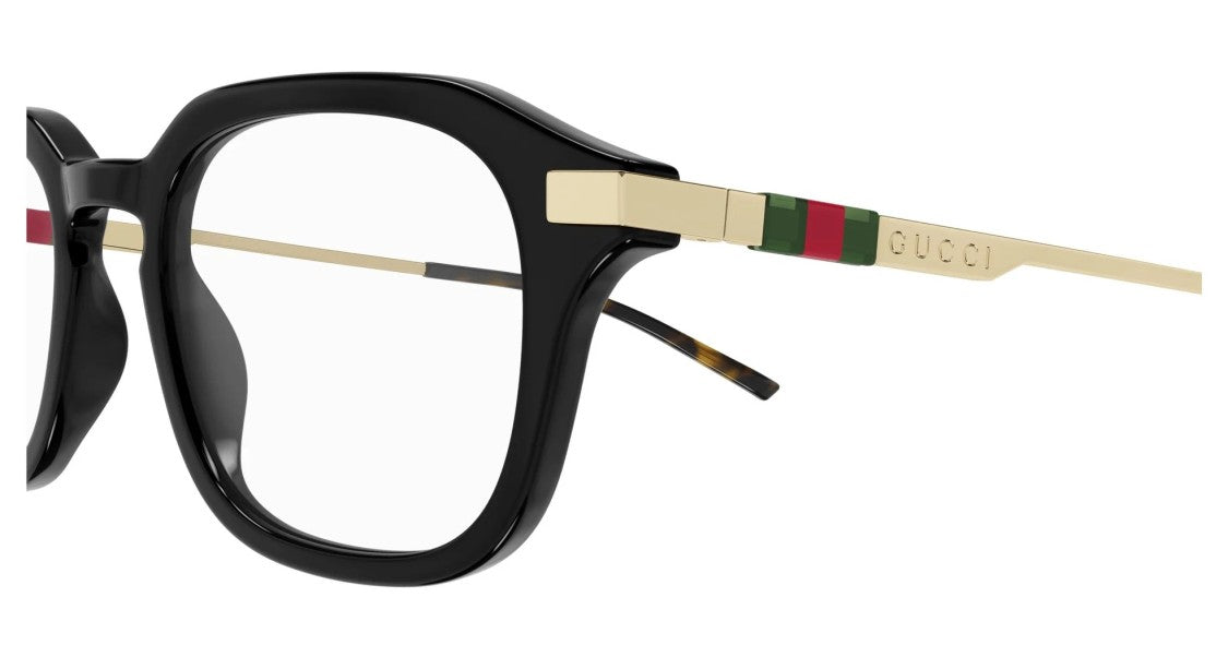 Gucci Black Gold-Toned Temples Rounded Square Eyeglasses