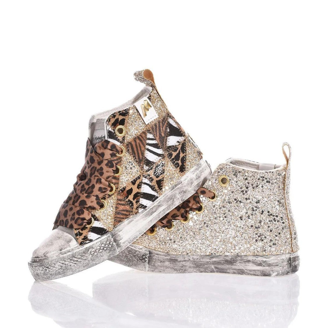 Mimanera Handmade High-Top Sneakers With Jungle Patchwork Design