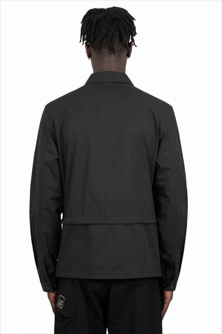 C.P. Company Black Long-Sleeve Shirt With Classic Collar And Utility Pockets