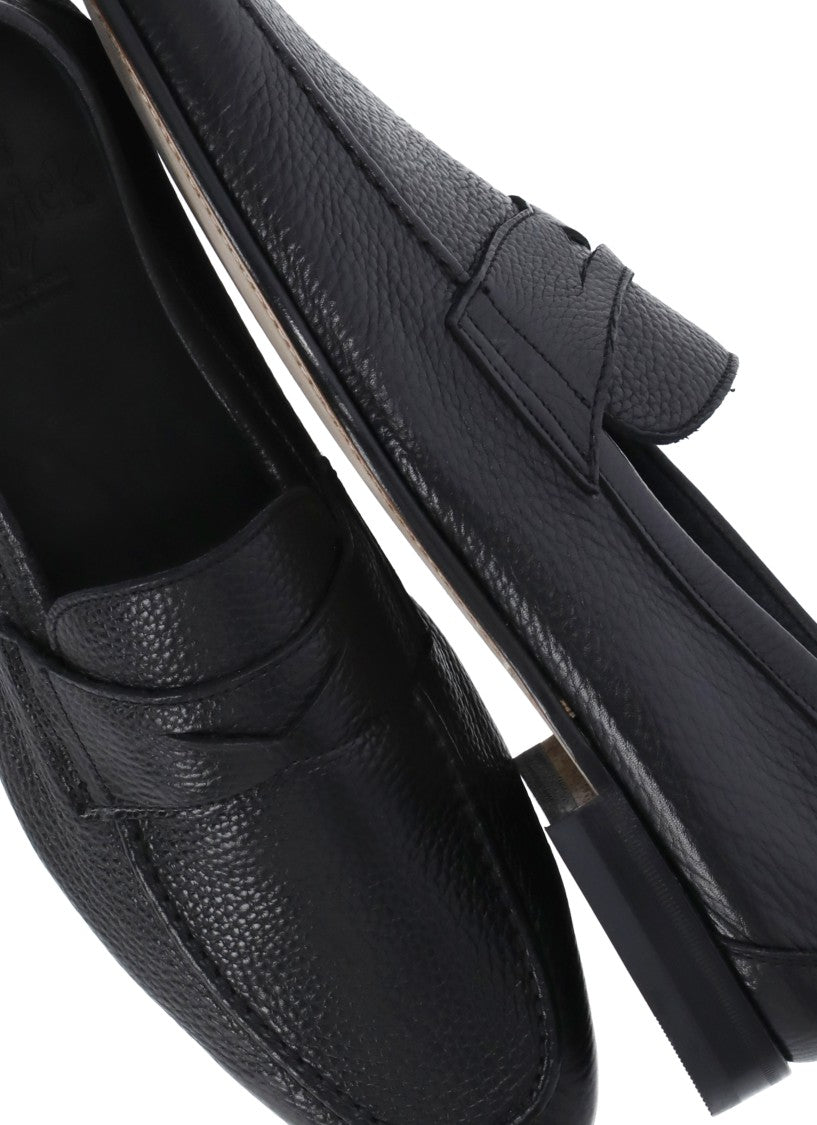Berwick 1707 Black Pebbled Leather Mask Loafers