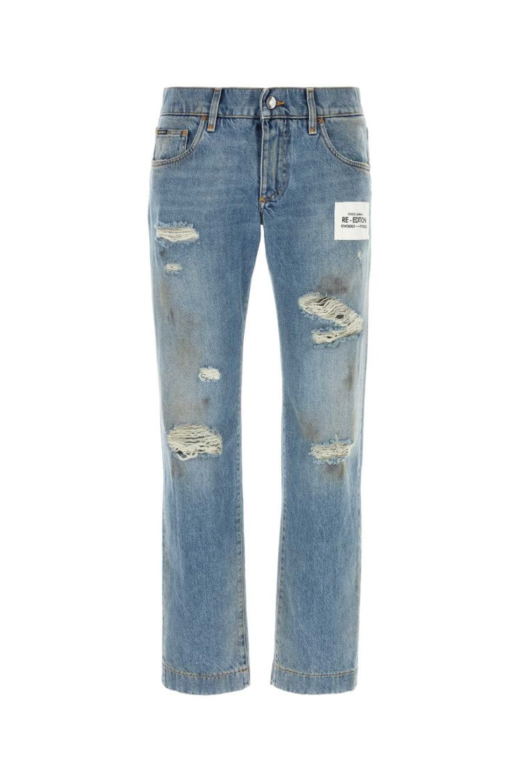 Dolce & Gabbana Vintage-Inspired Blue Denim Jeans With Distressed Details