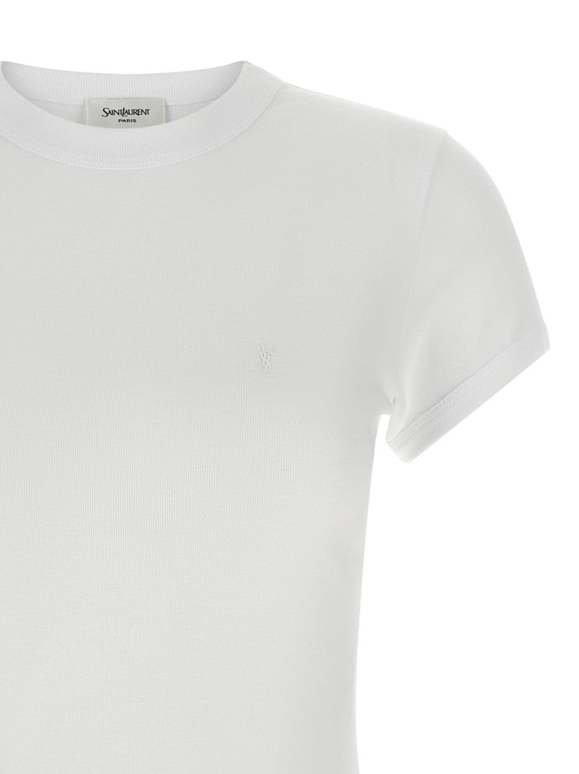 Saint Laurent 'Cassandre' Embroidered Cotton Jersey T-Shirt