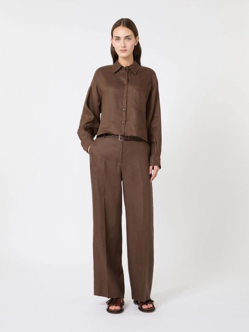 Max Mara Wide-Leg Trousers With High Waist And Textured Finish