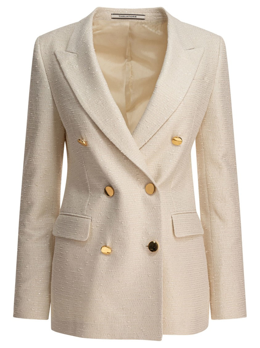 Tagliatore Tailored Double-Breasted Jacket With Textured Fabric
