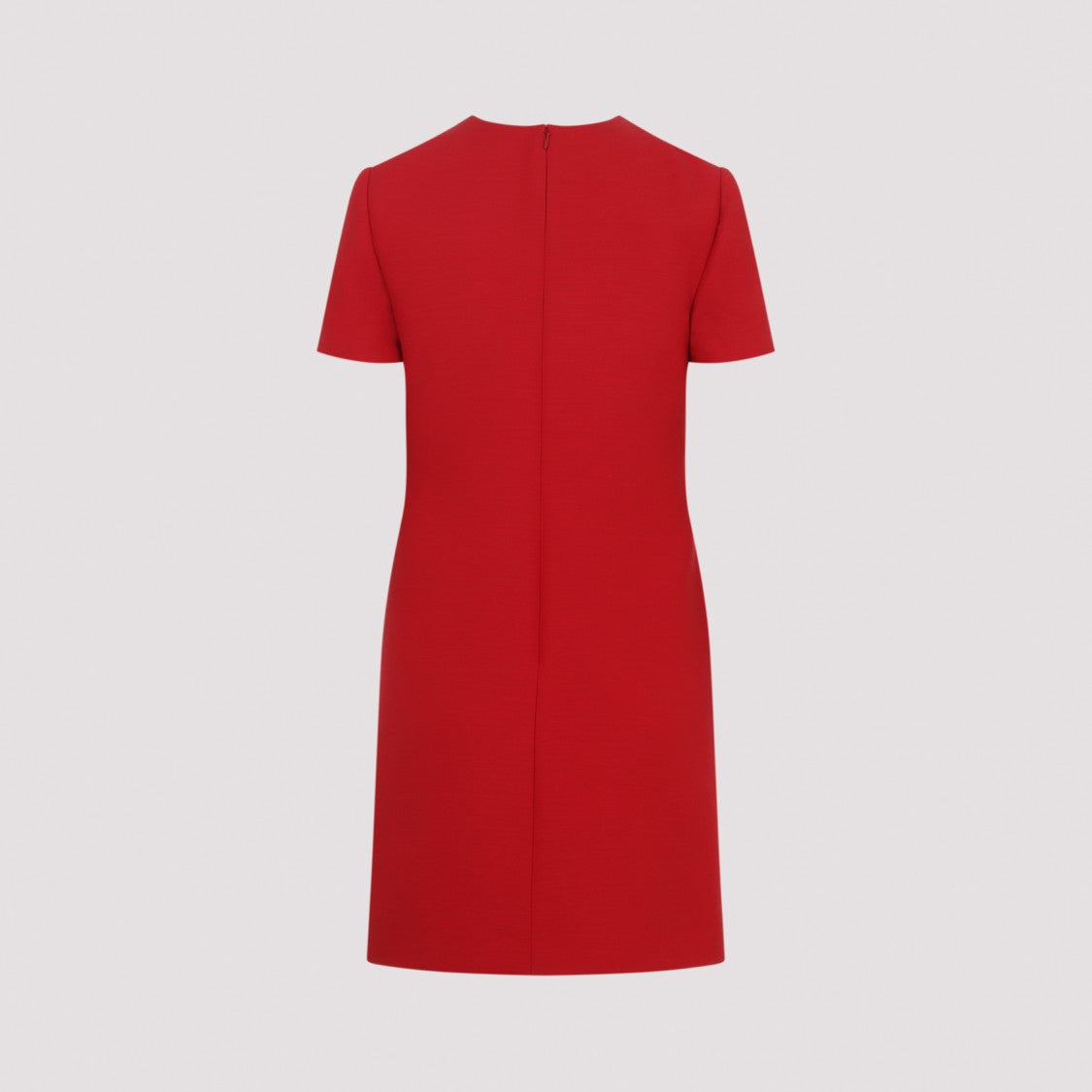 Valentino Vibrant Red Wool-Silk Blend Mini Dress With Metallic Embellishments