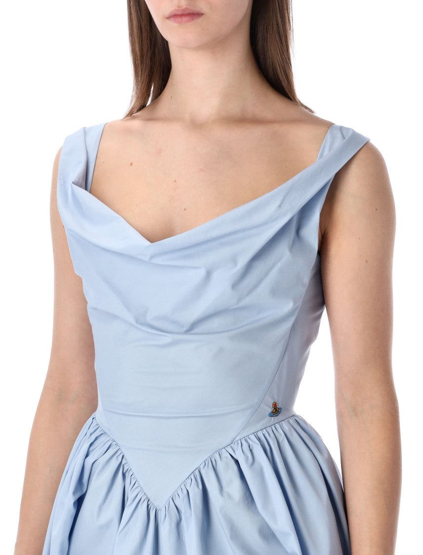 Vivienne Westwood Corset-Inspired Mini Sunday Dress With Draped Neckline And Pleated Skirt