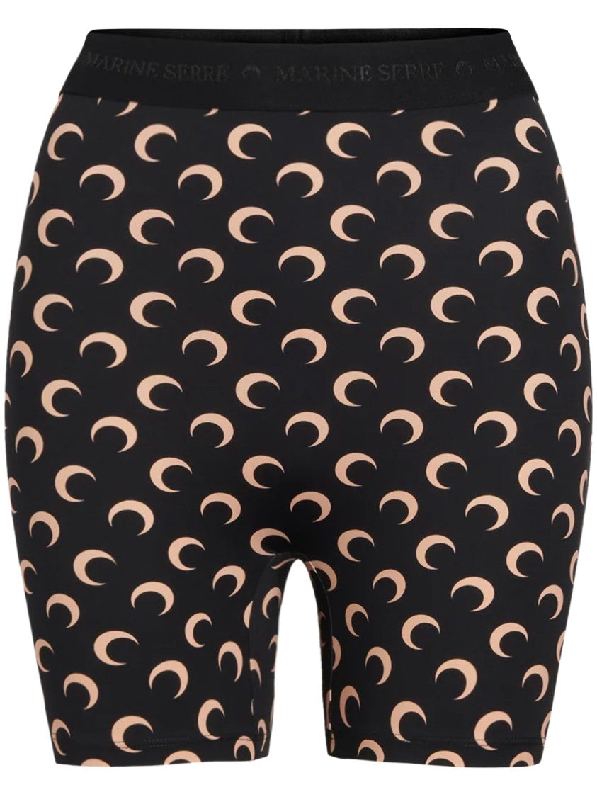 Marine Serre Crescent Moon Print Mini Shorts In Stretch Jersey