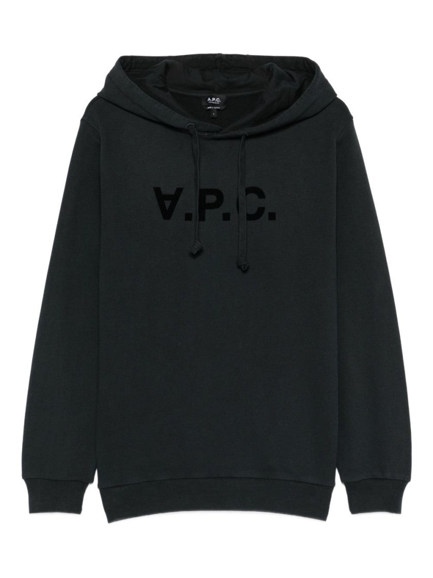 A.P.C. Black Minimalist Logo Cotton Hoodie
