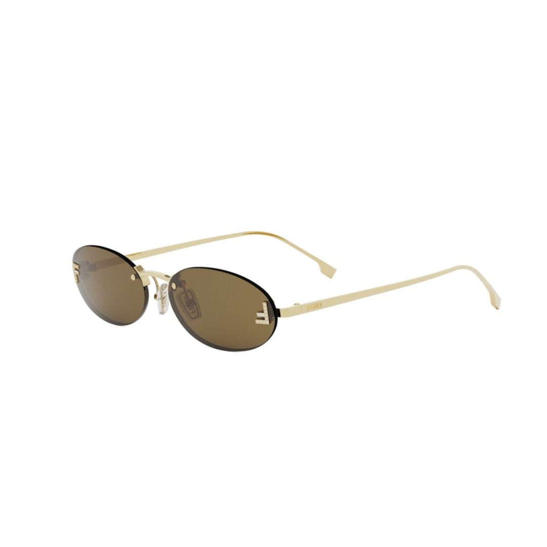 Fendi Oval-Shaped Gold-Finished Sunglasses With Decorative Logo Detail