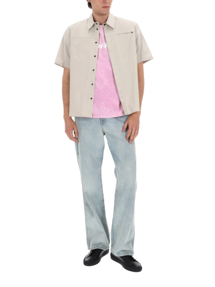 Msgm Logo Cotton Faded Straight-Leg Pants
