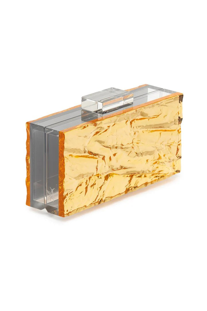 Lafshar Gold Crushed Ice Classic Clutc