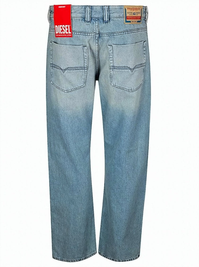 Diesel Light Blue Straight-Leg Cotton Denim Pants