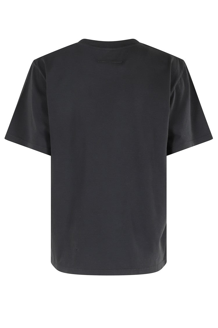 Mm6 By Maison Margiela Boxy Fit Black Cotton T-Shirt With Numeric Logo