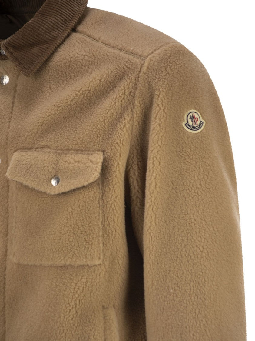 Moncler Shacket With Teddy-Effect Ribbed Velvet Trim