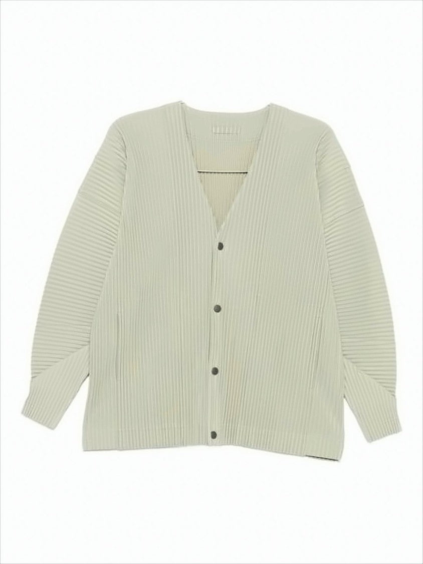 Homme Plissé Issey Miyake Pleated Textured Cardigan With V-Neckline