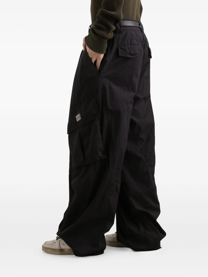 Dolce & Gabbana Wide-Leg Cotton Cargo Drawstring Waist Pants